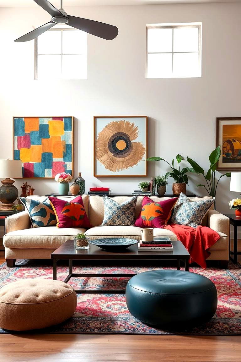 Vibrant Accent Colors - 24 Beige Couch Living Room Ideas