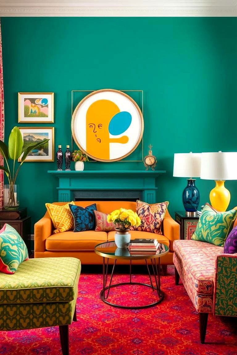Vibrant Accent Pieces - 24 Feng Shui Living Room Ideas
