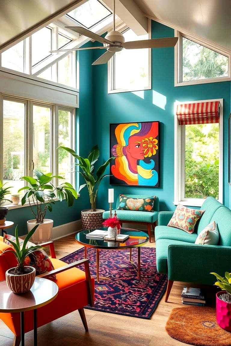 Vibrant Accent Space - 24 Mid-century Modern Sunroom Ideas