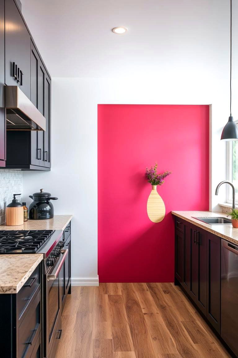 Vibrant Accent Walls - 24 Townhouse Kitchen Ideas