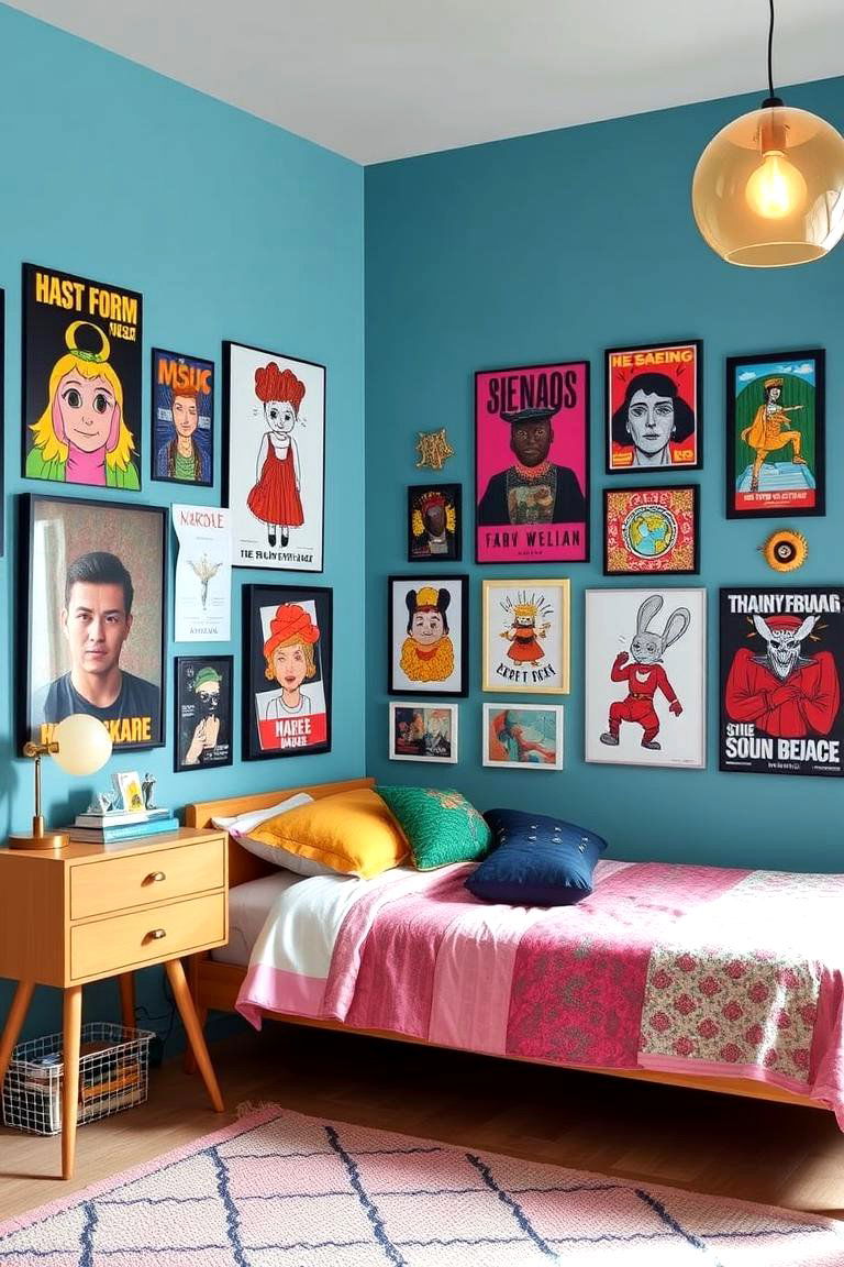 Vibrant Art Displays for Creative Showcases - 24 Teen Bedroom Ideas
