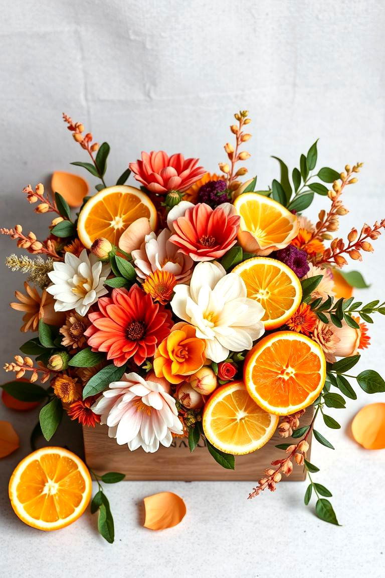 Vibrant Autumn Citrus Touch - 24 Fall Flower Box Ideas