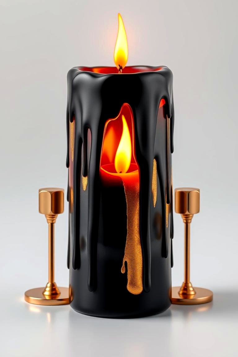 Vibrant Black and Gold Drip Candle Feature - 24 Black and Gold Centerpiece Ideas