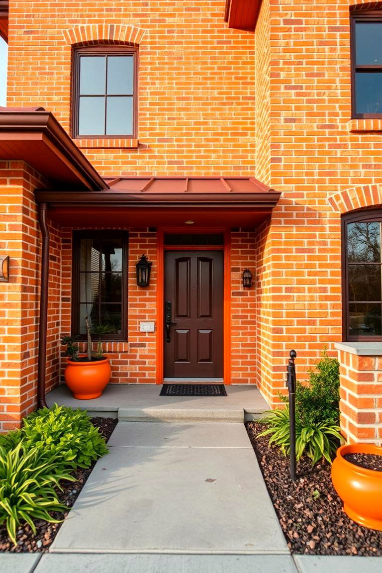 Vibrant Blonde Brick and Sunset Orange - 24 Blonde Brick House Color Schemes