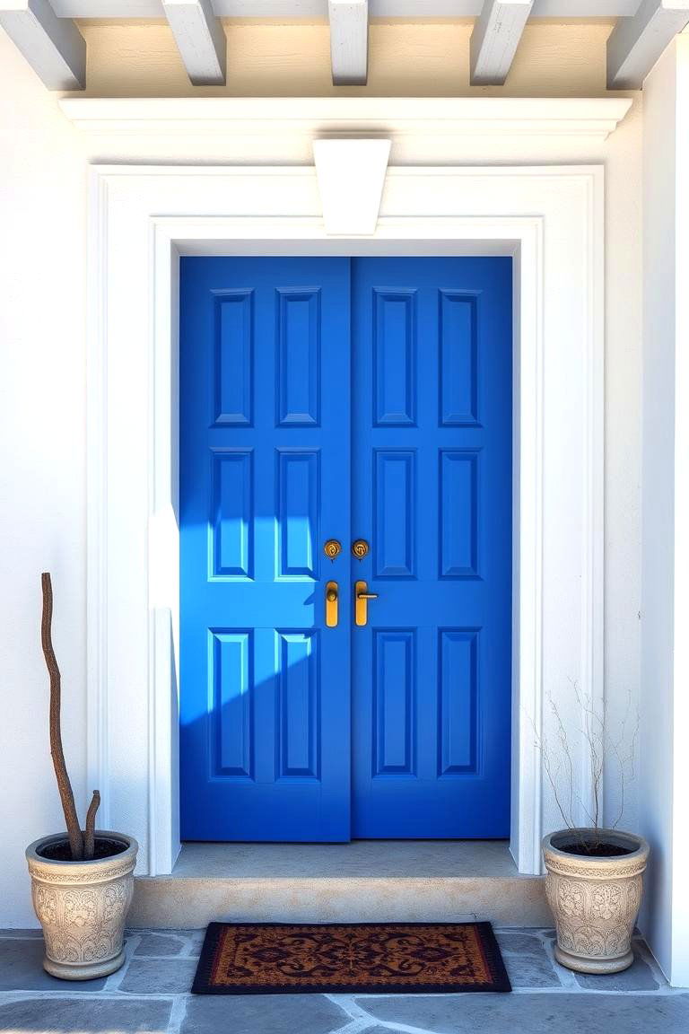 Vibrant Blue Accents - 24 Mediterranean Front Door Ideas