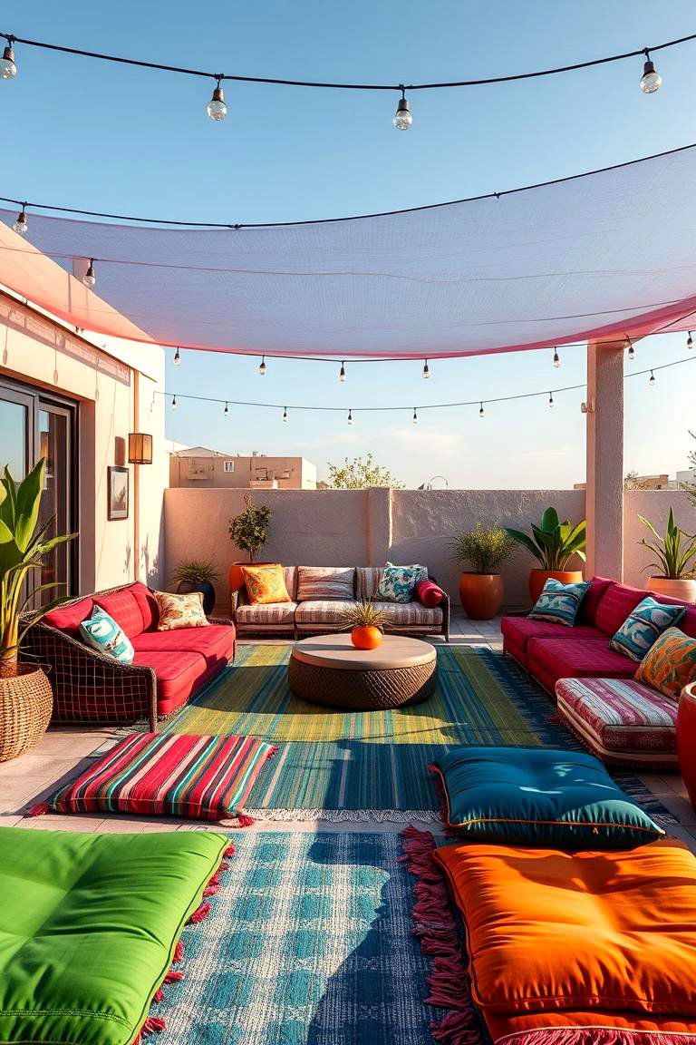 Vibrant Boho Lounge Retreat - 24 Boho Patio Ideas
