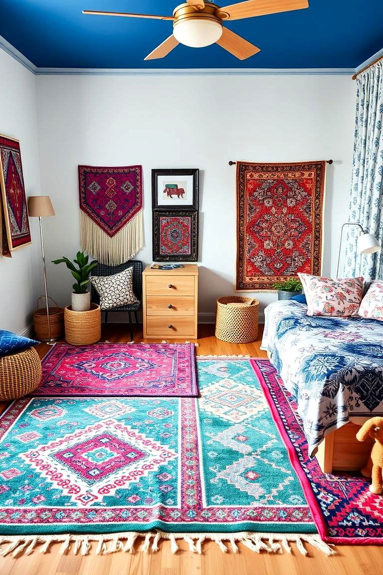 Vibrant Boho Rugs and Area Carpets - 24 Boho Teen Bedroom Ideas