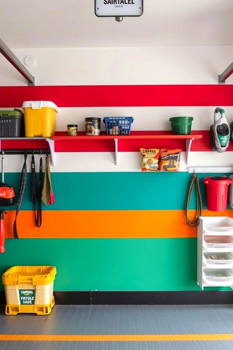 Vibrant Bold Color Accents - 24 Garage Wall Ideas