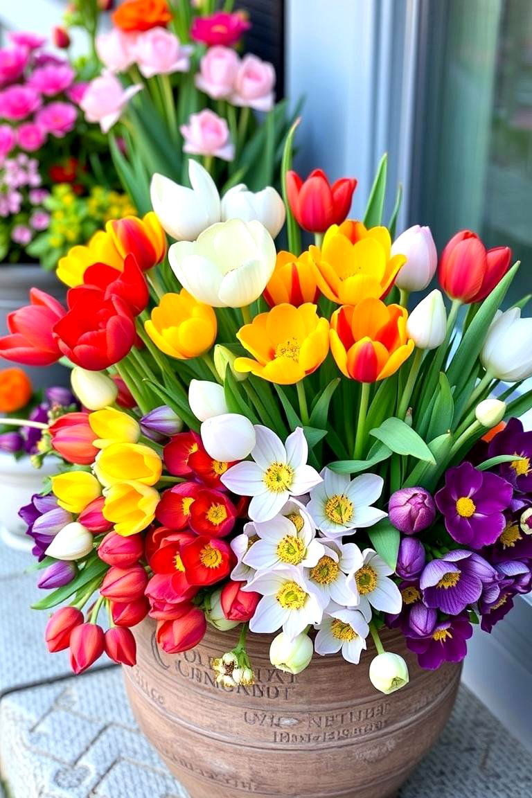 Vibrant Bulb Container Garden - 24 Garden Centerpiece Ideas
