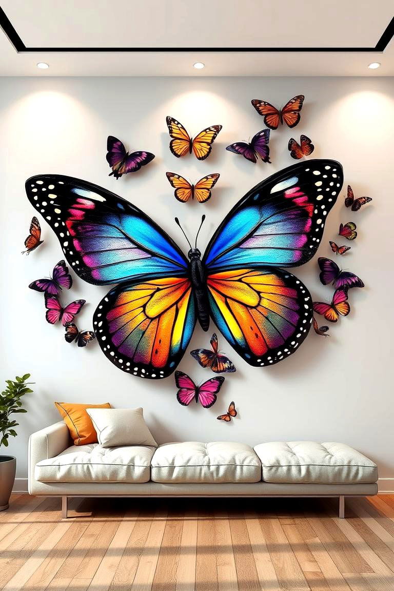 Vibrant Butterfly Accent Wall - 24 Butterfly-themed Room Ideas