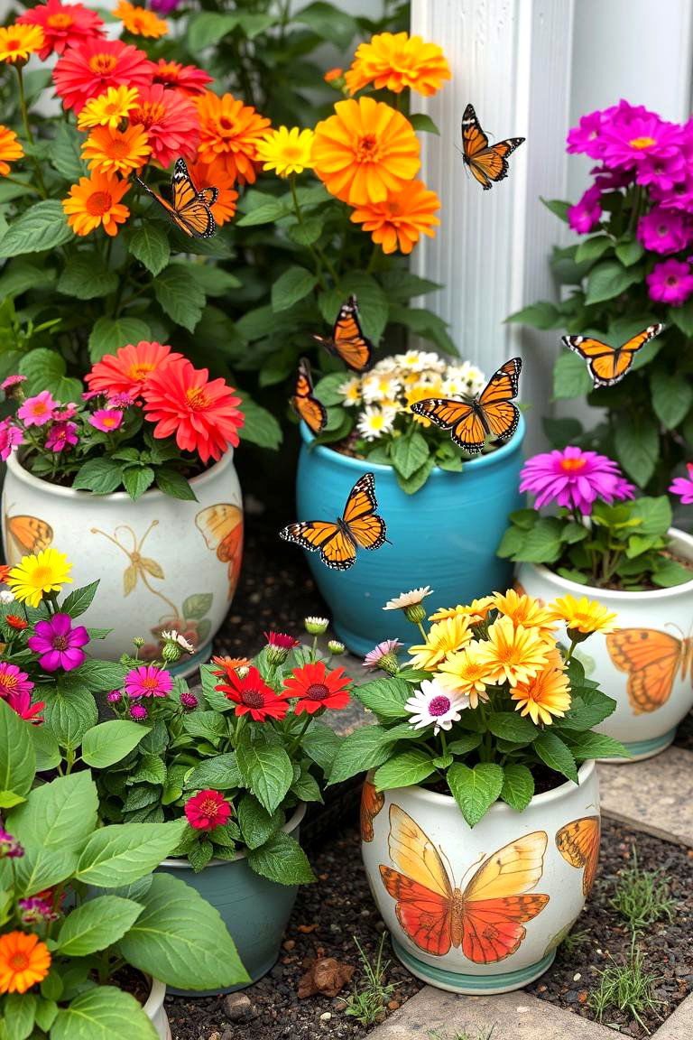 Vibrant Butterfly Garden - 24 Corner Garden Ideas With Pots