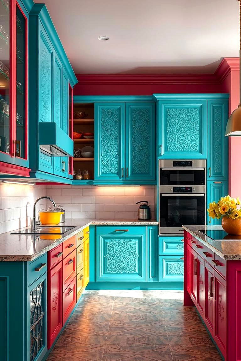 Vibrant Cabinetry Designs - 24 Maximalist Kitchen Decor Ideas