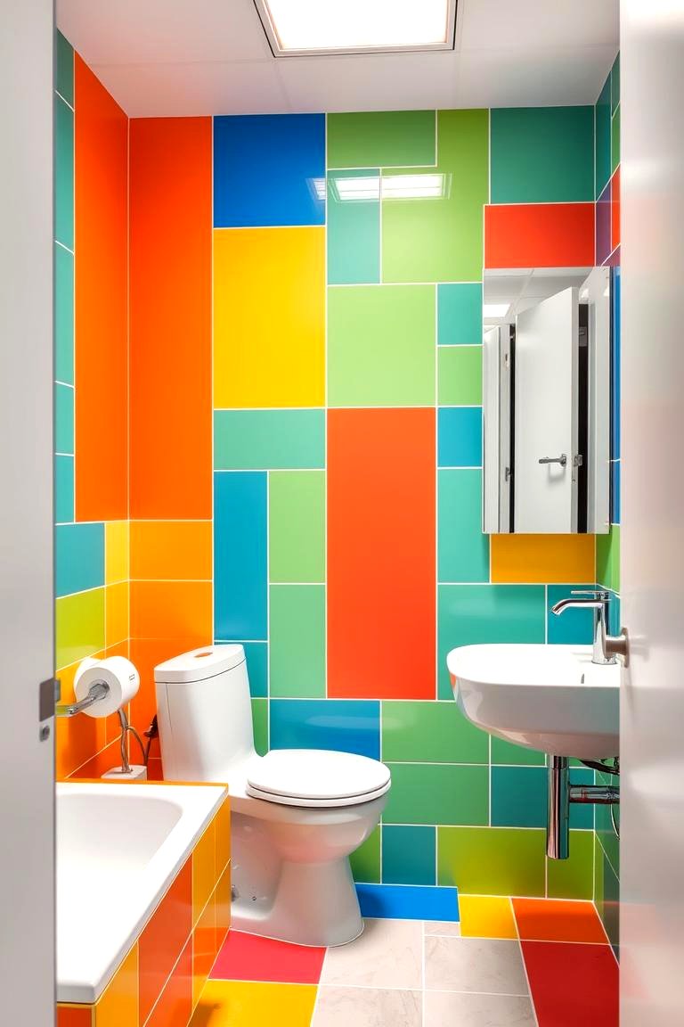 Vibrant Color Accents - 24 Office Bathroom Ideas