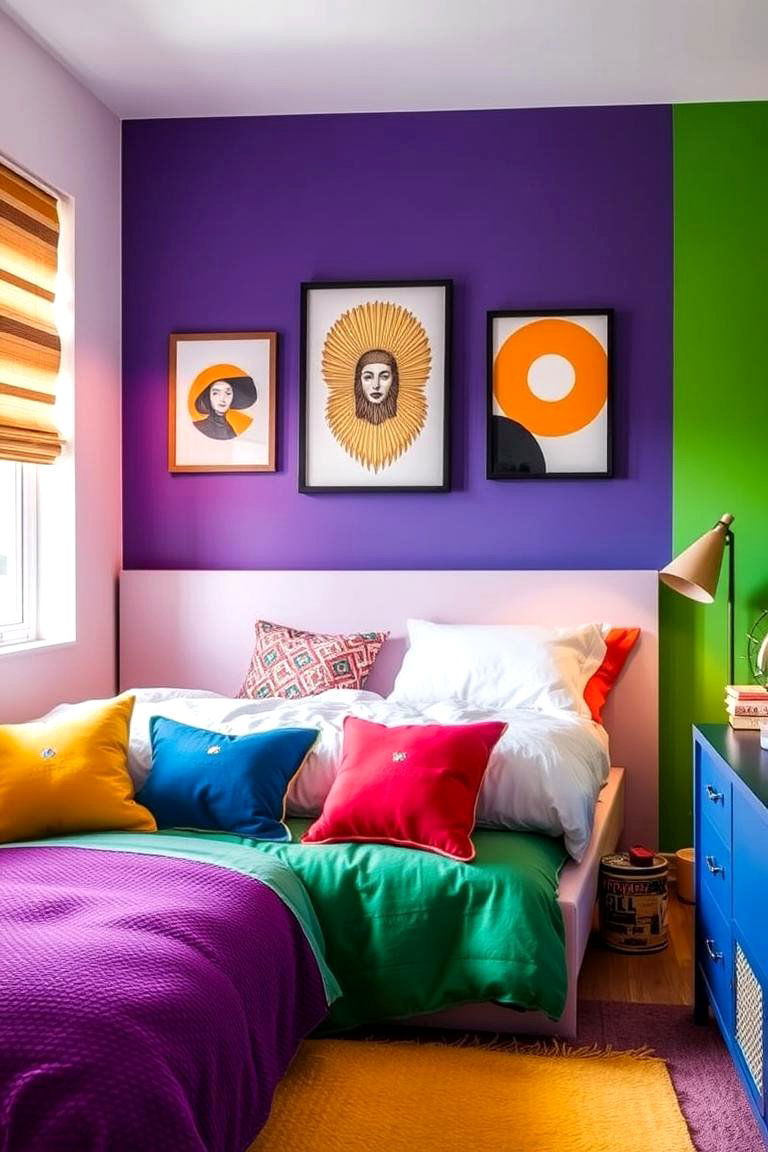 Vibrant Color Accents - 24 Student Bedroom Design Ideas
