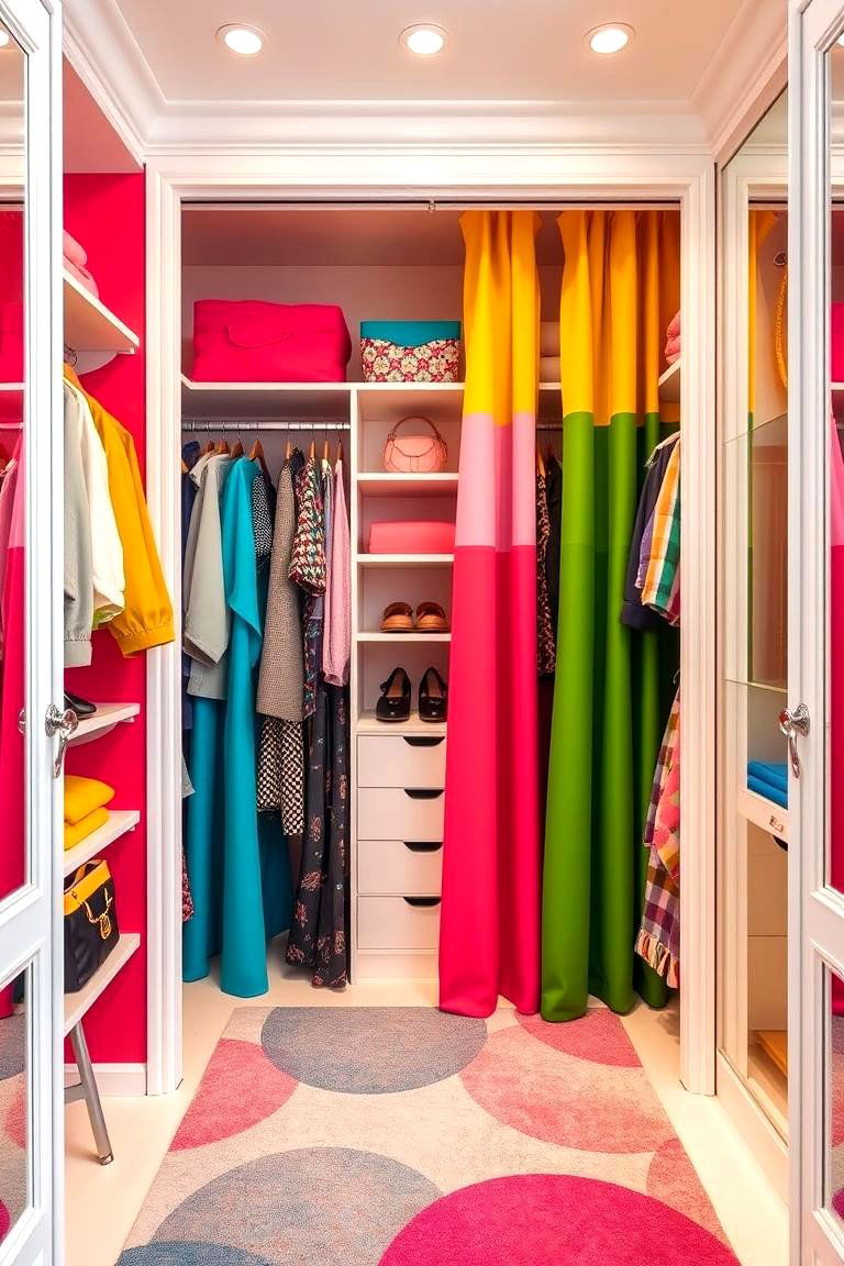 Vibrant Color Blocking - 24 closet curtain ideas