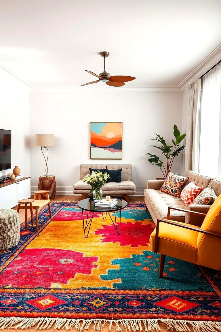 Vibrant Color Fusion - 24 Boho Rug Ideas