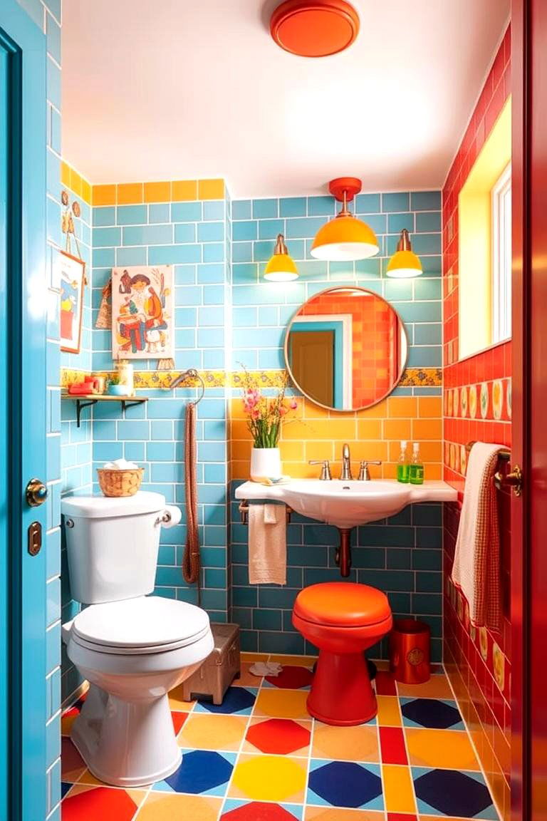 Vibrant Color Schemes for Energy - 24 Family Bathroom Ideas