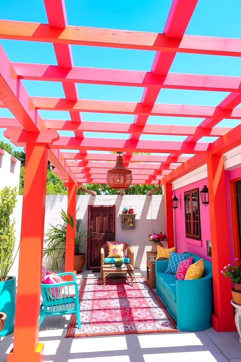 Vibrant Color Splash - 24 Patio With a Pergola Ideas