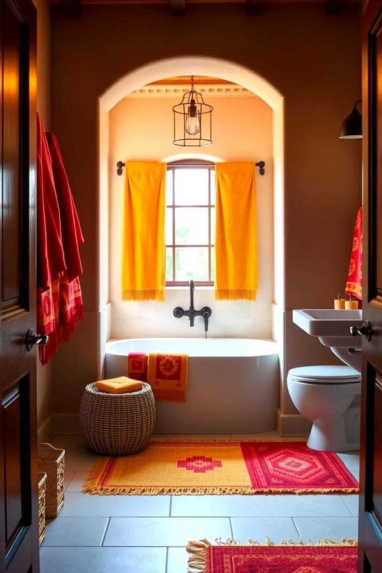 Vibrant Colored Accents - 24 Spanish Style Bathroom Ideas