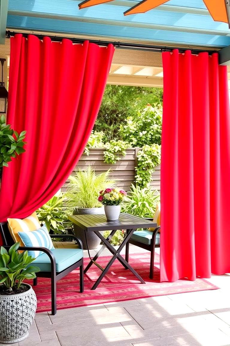 Vibrant Colored Outdoor Curtain Panels - 24 Patio Curtain Ideas