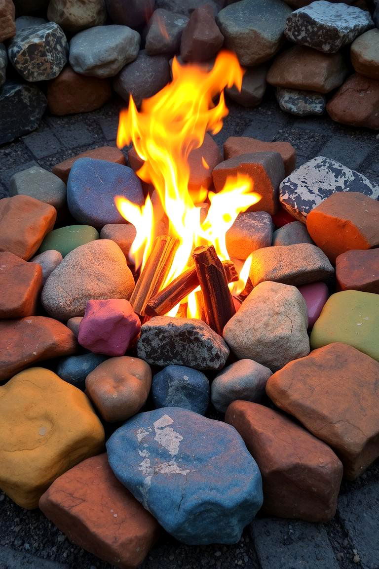 Vibrant Colored Stone Pit - 24 Rock Fire Pit Ideas