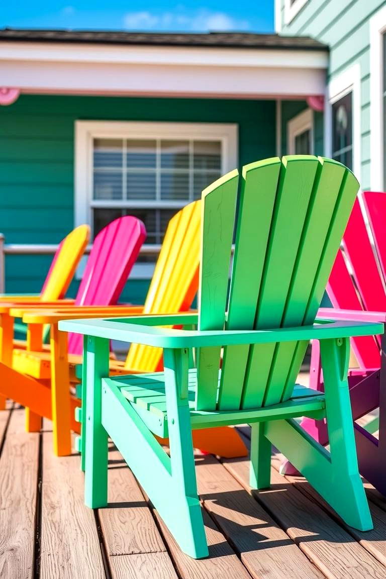Vibrant Colorful Adirondacks - 24 Outdoor Seating Ideas