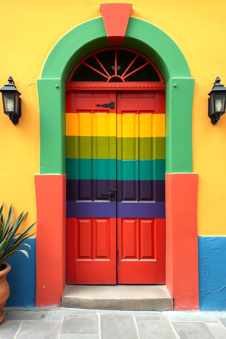 Vibrant Colorful Door - 24 Spanish Style Front Door Ideas