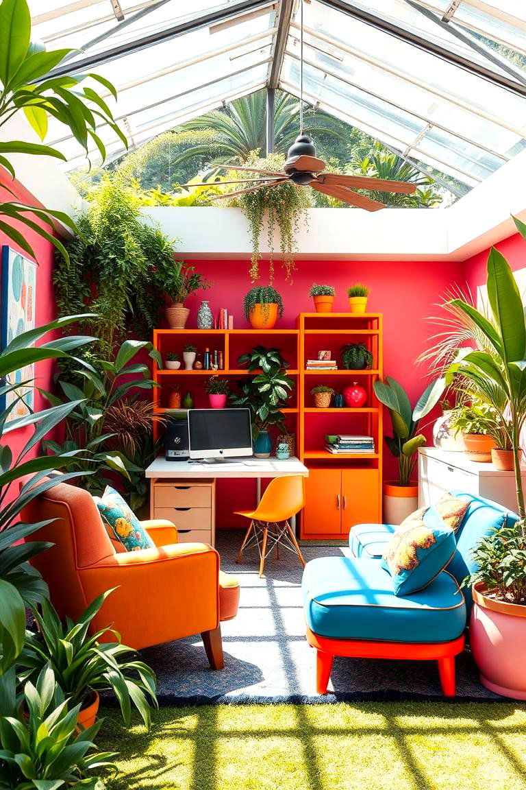 Vibrant Colorful Garden Office - 24 Garden Office Ideas
