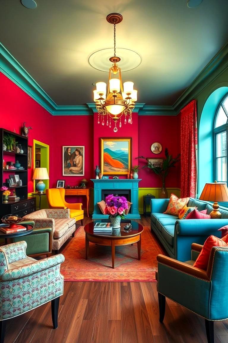 Vibrant Colorful Parlor - 24 Parlor Room Ideas