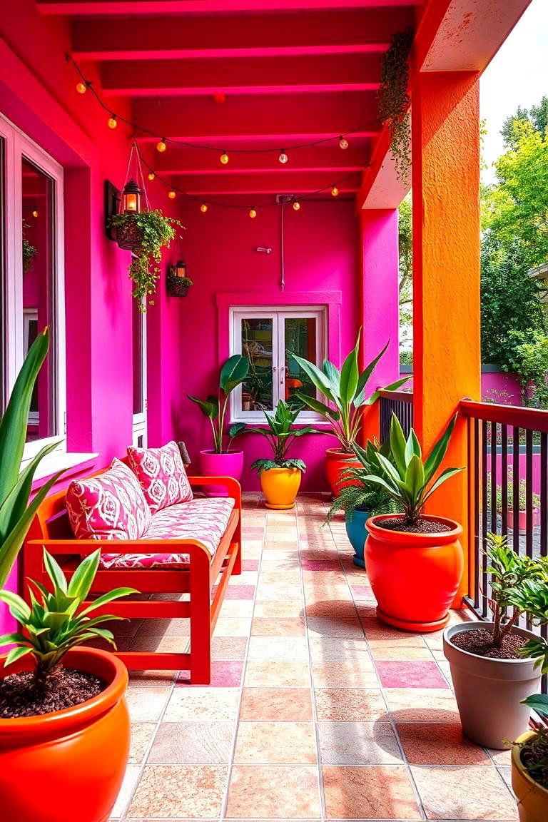 Vibrant Colorful Patio Balcony - 24 Balcony Over Garage Ideas