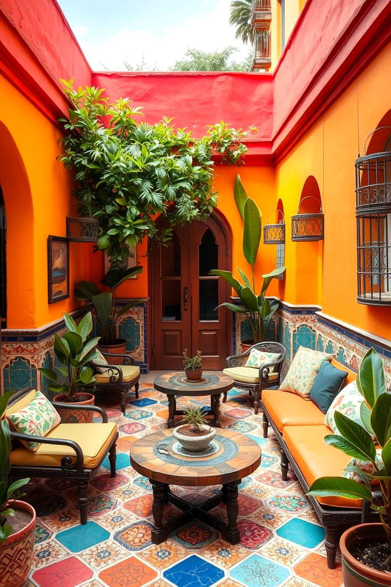 Vibrant Colorful Retreat - 24 Sunken Patio Ideas