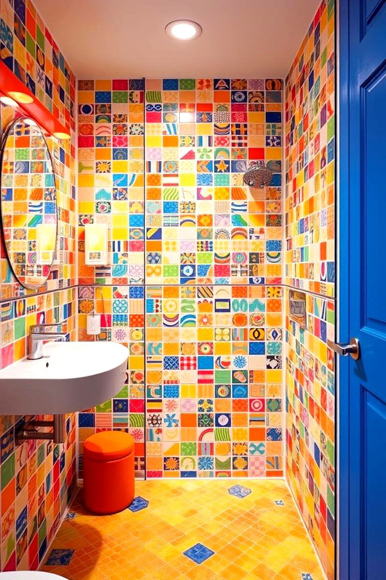 Vibrant Colorful Shower - 24 Bathroom Shower Ideas
