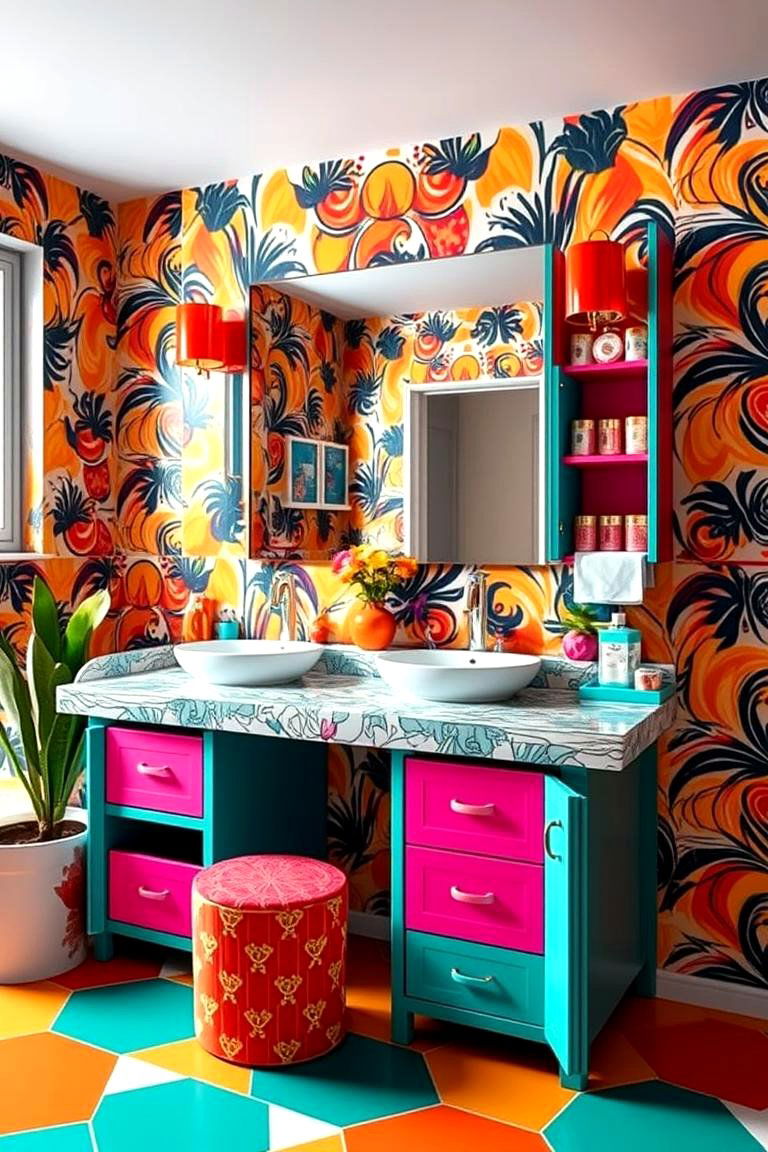 Vibrant Colorful Vanity - 24 Bedroom Vanity Ideas