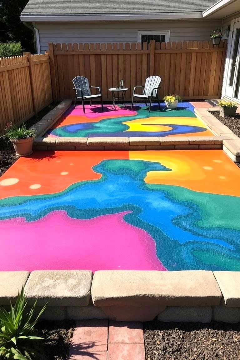 Vibrant Concrete Color Play - 24 Raised Concrete Patio Ideas