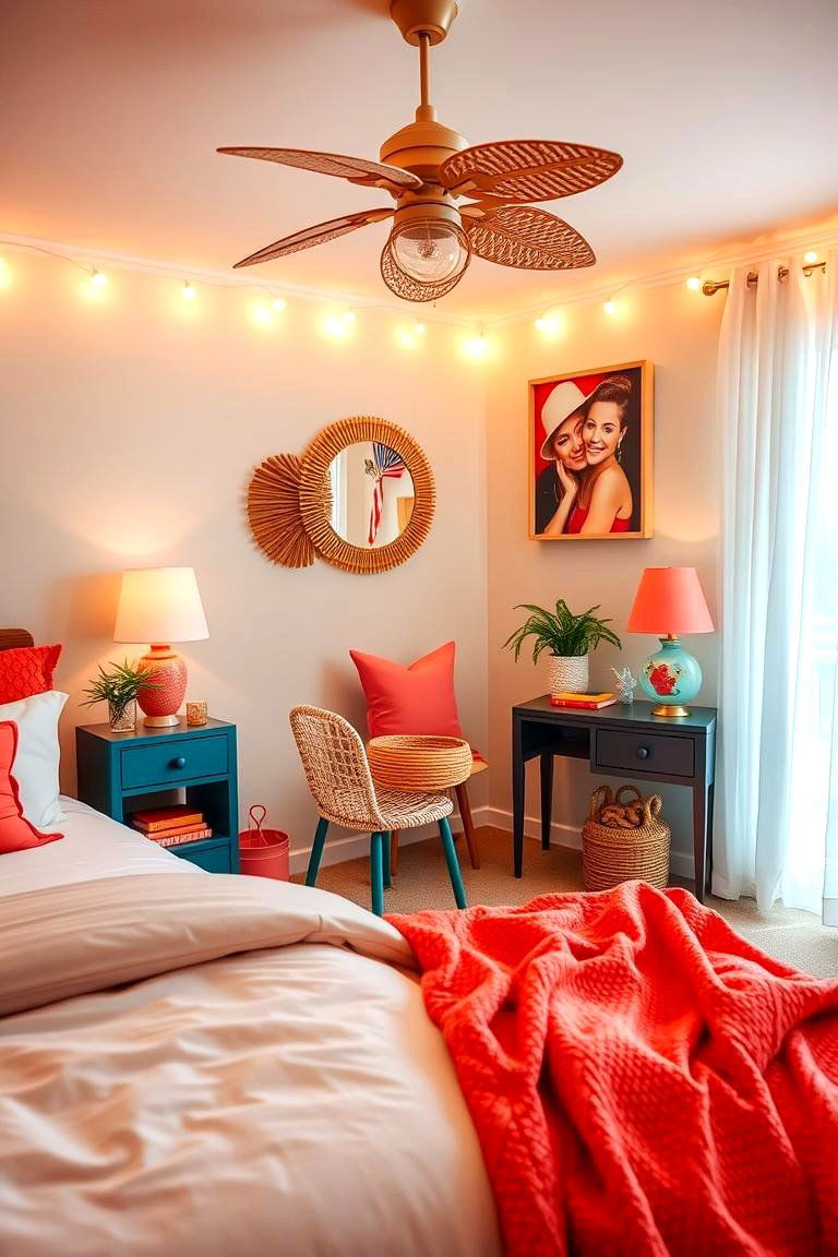 Vibrant Coral Accent - 24 Bedroom Paint Colors