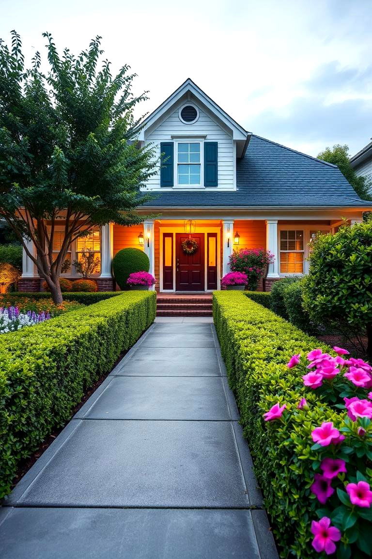 Vibrant Curb Appeal - 24 Front Yard Boxwood Designs