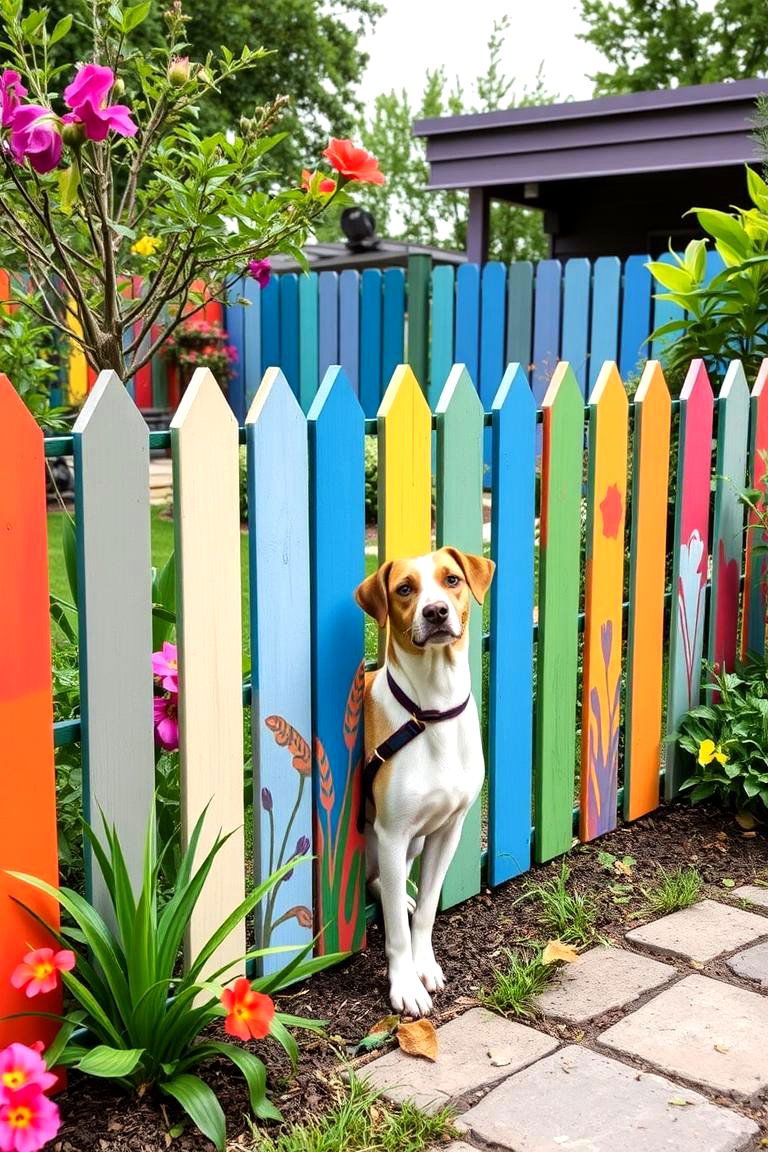 Vibrant Custom Painted Dog Fence - 24 Dog Fence Ideas