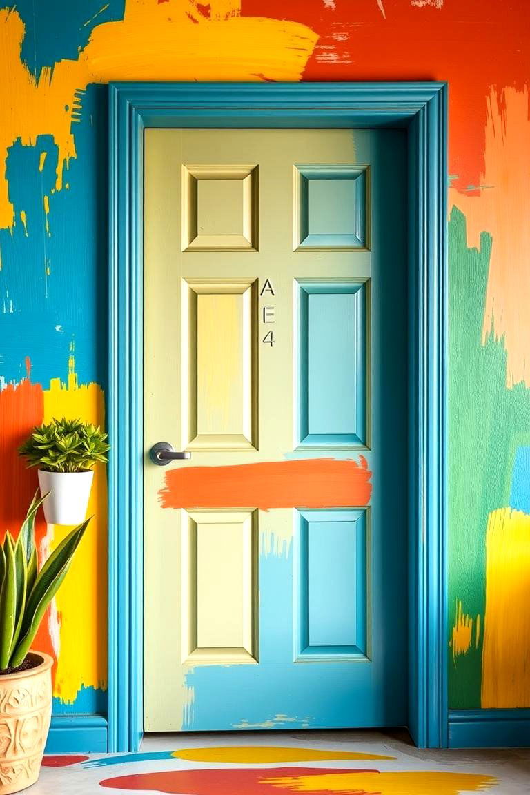 Vibrant Custom Painted Door - 24 Home Office Door Ideas