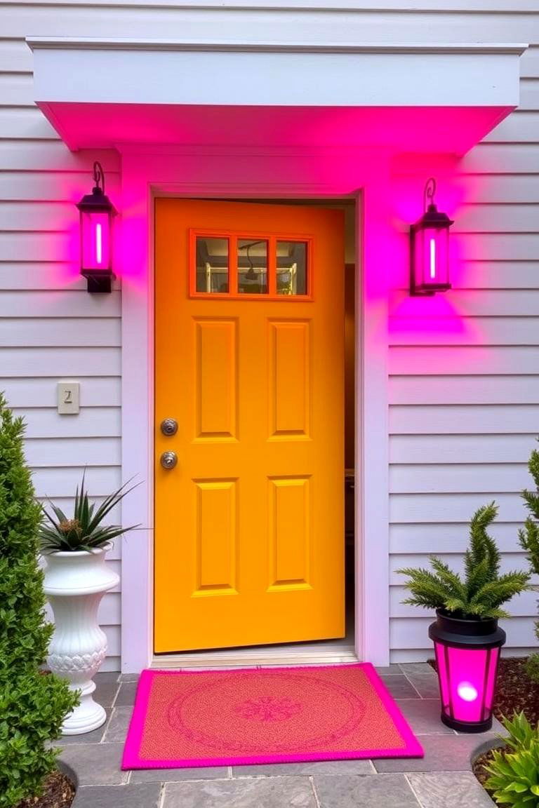 Vibrant Energy with Neon Pink Accents - 24 Mustard Yellow Front Door Ideas