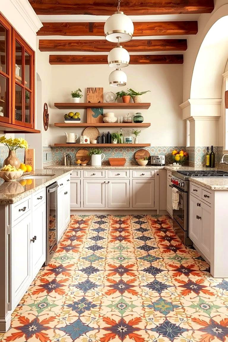 Vibrant Floor Tiles - 24 Eclectic Kitchen Ideas