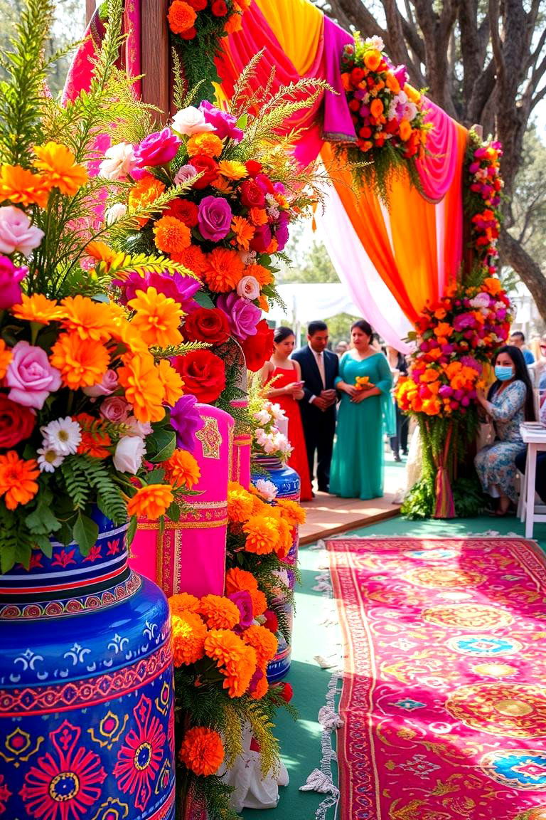 Vibrant Floral Arrangements and Colorful Accents - 24 Mexican Wedding Ideas
