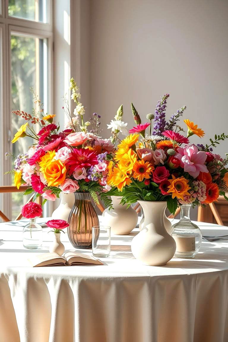 Vibrant Floral Arrangements - 24 Coffee Table Decor Ideas