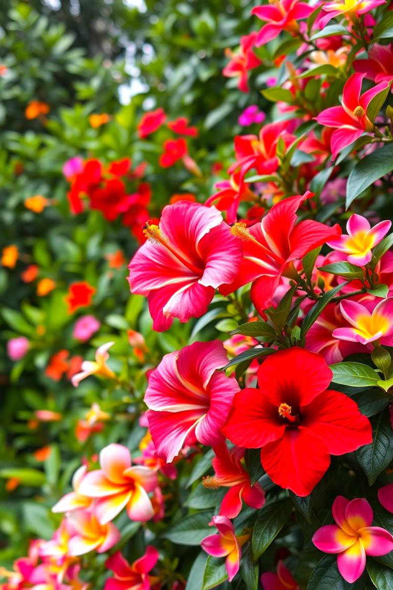 Vibrant Floral Tropical Garden - 24 Tropical Landscape Ideas
