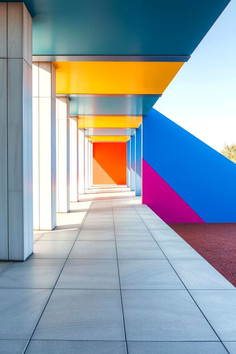Vibrant Geometric Patterns - 24 Concrete Walkway Painting Ideas