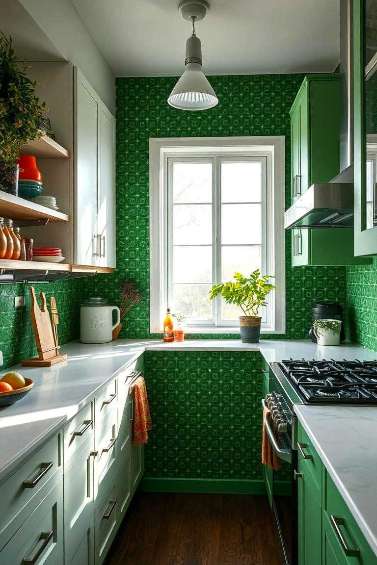 Vibrant Green Patterns - 24 Kitchen With Green Backsplash Ideas
