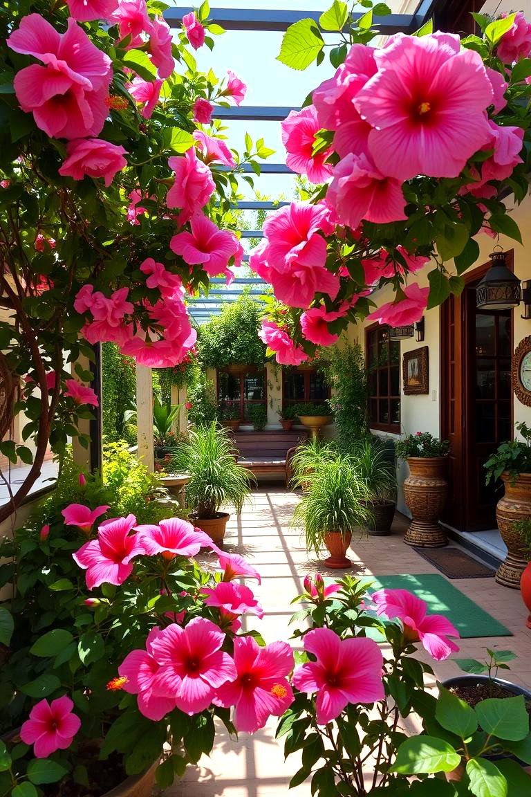 Vibrant Hibiscus Haven - 24 Tropical Patio Ideas