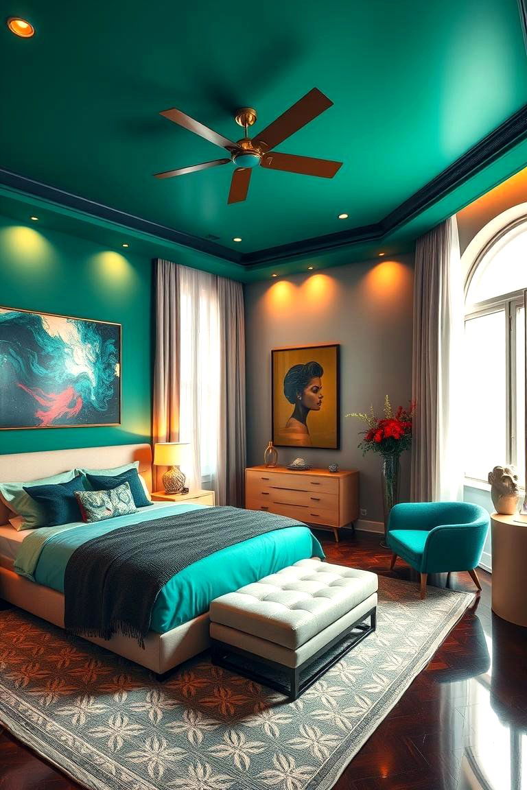 Vibrant Jade Statement - 24 Jade Green Bedroom Ideas