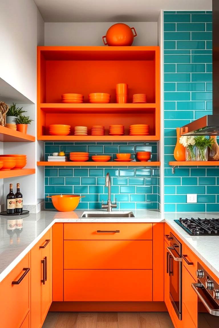 Vibrant Kitchen Accents - 24 Teal and Orange Color Scheme for Your Rooms
