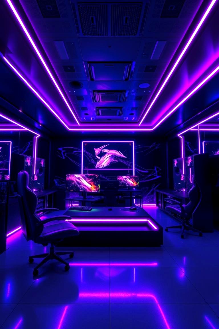 Vibrant LED Lighting Ambiance - 24 Purple Gaming Setup Ideas