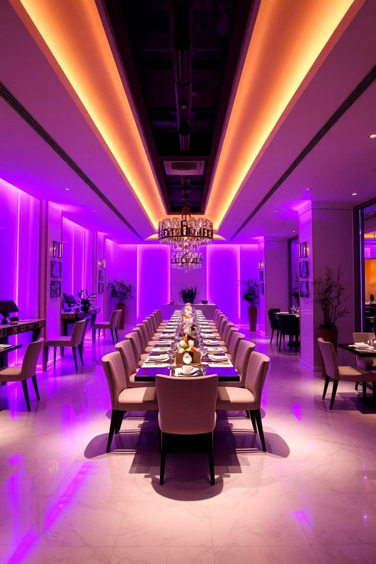 Vibrant Lavender Lighting Features - 24 Purple Dining Room Ideas